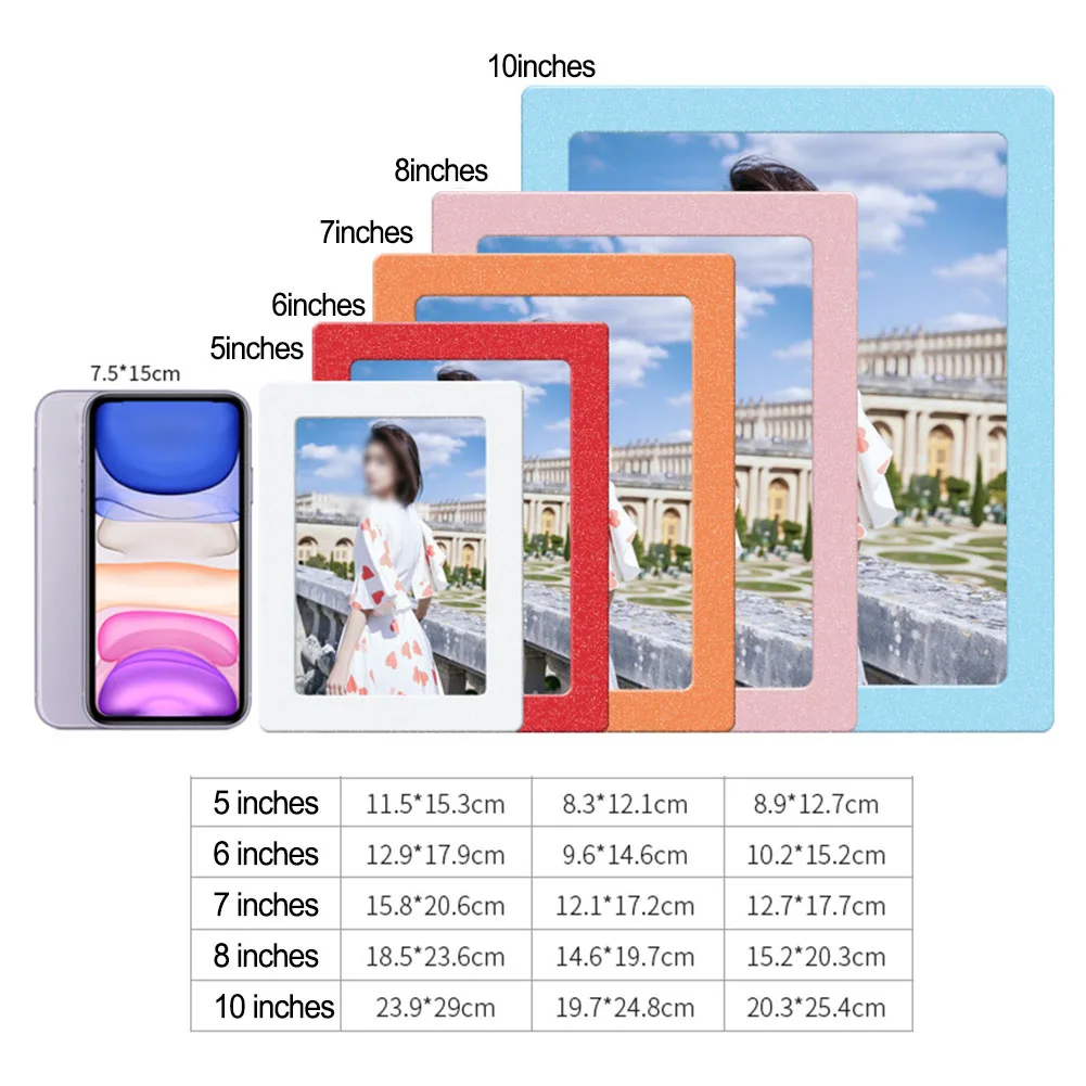 Magnetic Frame Photo Frame 1pc 5 /6/7/8/10\" Magnets Holds Orange/pink/white/black PVC Reusable Brand New High Quality