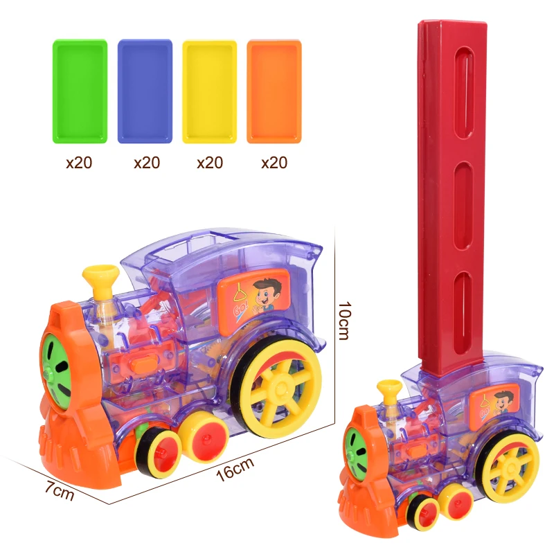 Domino Train Car Set Kids Sound Light Automatic Laying Domino Brick Colorful Dominoes Blocks Game Toys Set Gift for Boys Girls