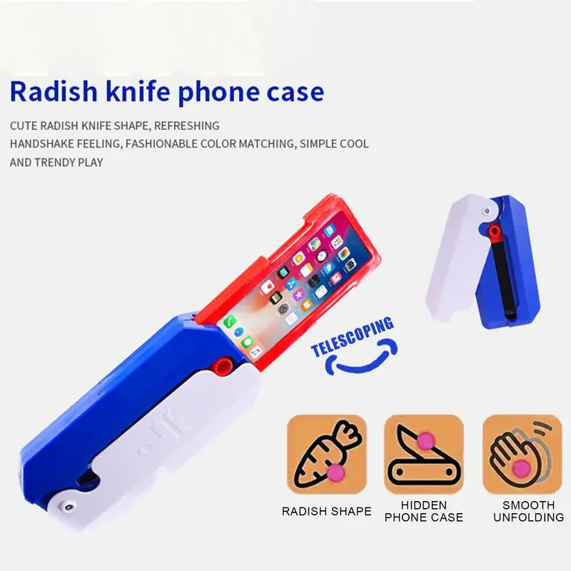 Carrot Knife Phone Protective Case Funny 3D Printed Stress Relief Toy Full Body Protective Cover Anti-Scratch for Most Phones