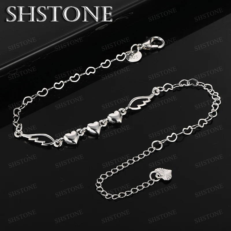 

New 925 sterling silver Bracelet Heart Bracelet For Women Men Romantic Valentine's Day Jewelry Wedding Party Gift Accessories