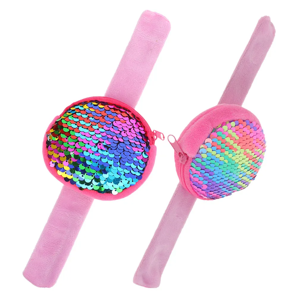 

2Pcs Kids Sequin Slap Bracelet Coin Purse Adjustable Wristband Wallet for Birthday Party Favors Easter Basket Classroom Rewards