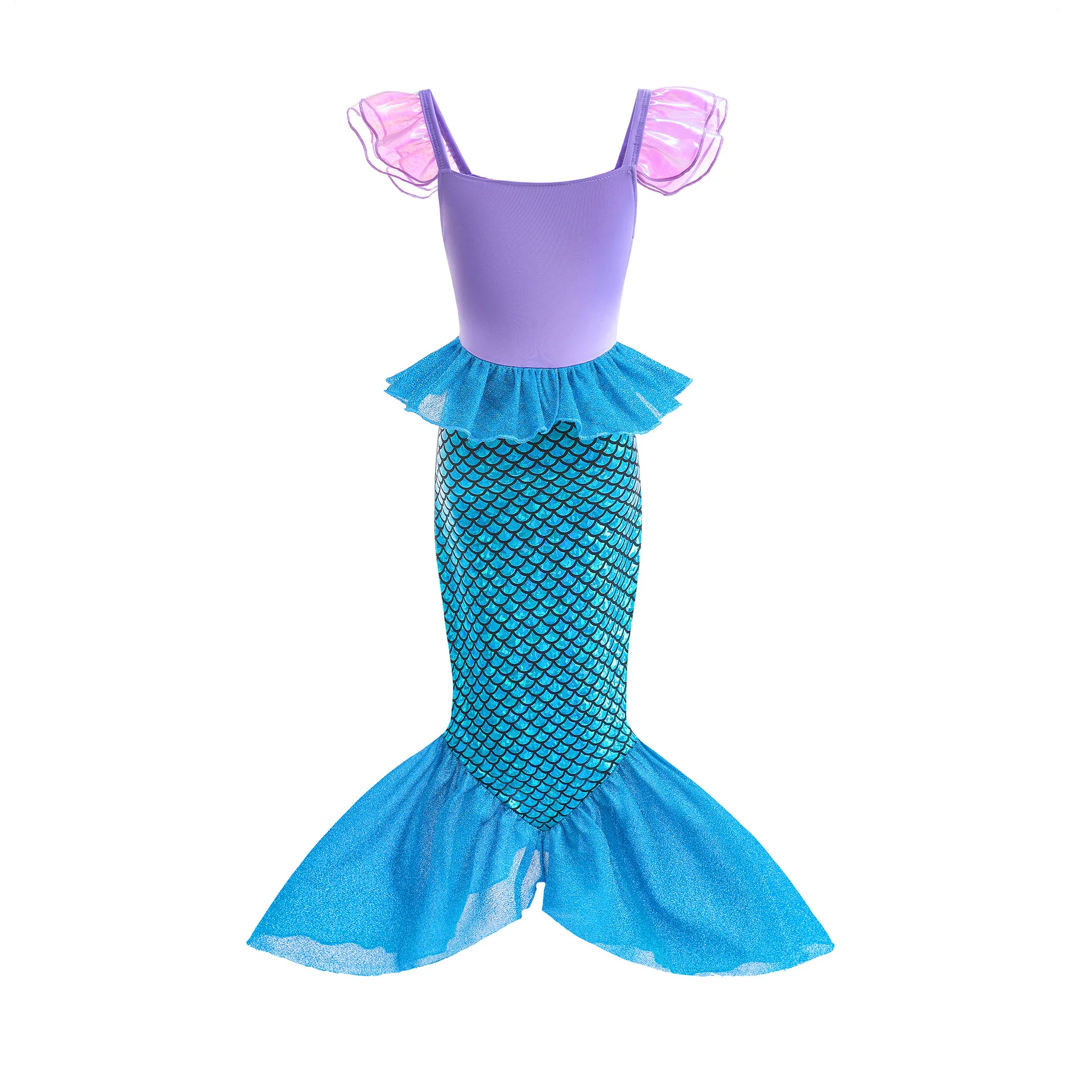 Little Mermaid Birthday Party Dress for Girl Cosplay Mermaid Costume Carnival Outfits Kids Fantasy Disguise Prom Gown Clothes