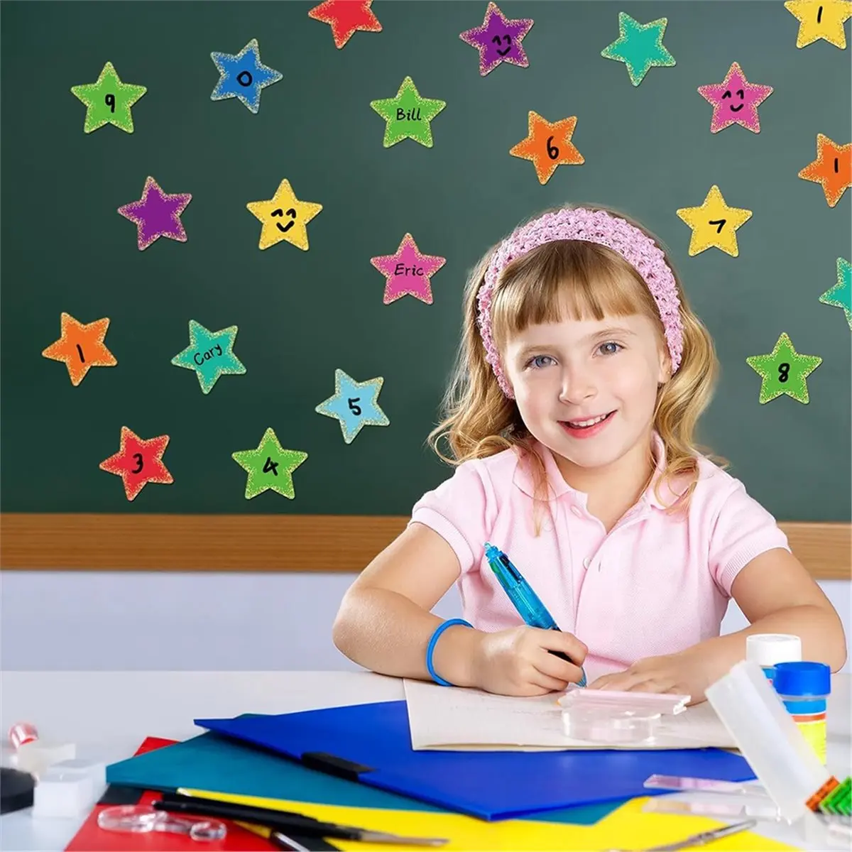 COFA 108 Pcs Colorful Paper Star Multicolor Paper Star Cut Outs Confetti for Bulletin Board DIY Crafts School Wall Decoration