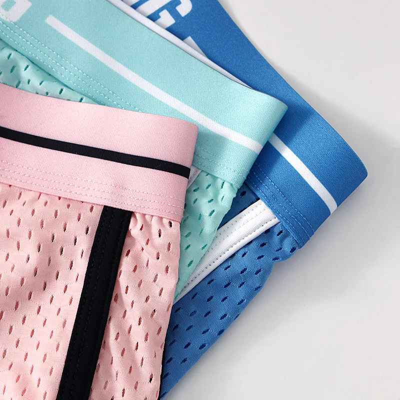 Ice Silk Mesh Home Pants Men's Boxers Breathable Knitted Solid Color Loose Underwear - Image 5