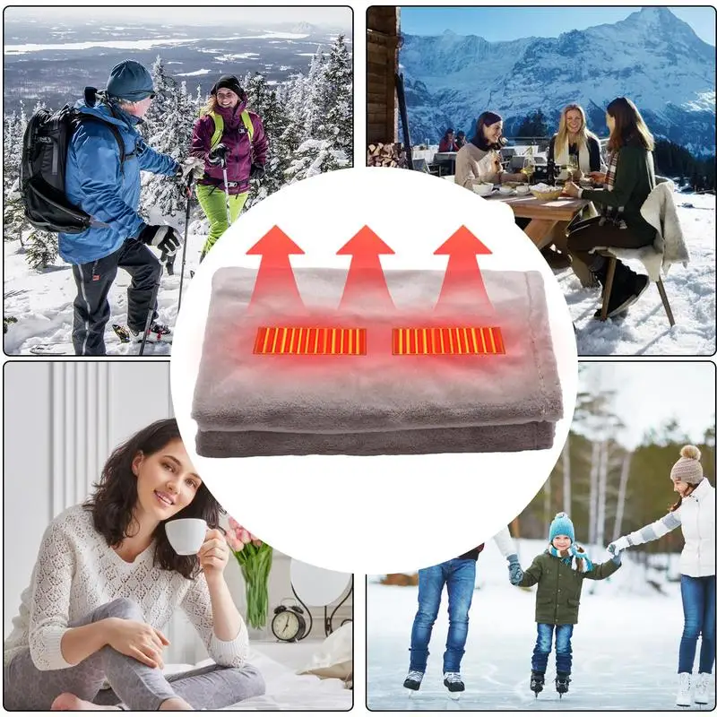 110x70cm Heating Tourist Seat Blanket Sitting Cushion Winter Camping Thermal Mattress Outdoor Picnic Soft Flannel Texture Mat