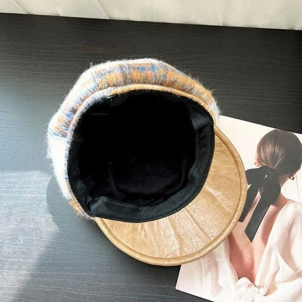 Fashion Cute Ear Decoration Octagonal Hat Warm Retro Beret Hat Versatile Artist Hat for Women