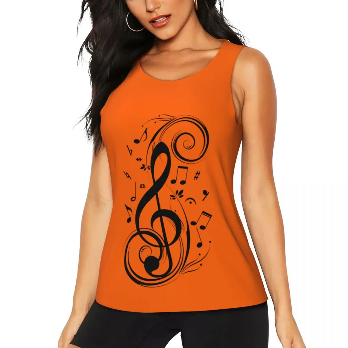 Custom Music Festival Musical Note Yoga Tank Tops Women's Gym Workout Sports Shirts