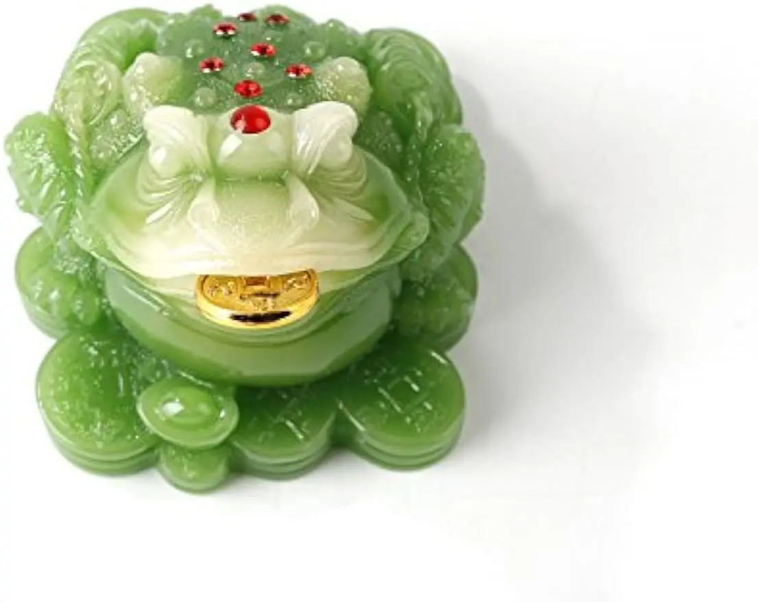 Feng Shui Green Color Money Frog  Statue Car Dashboard Decoration, Attract Wealth and Good Luck