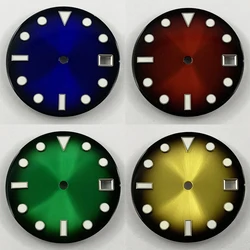 28.5mm NH35 Red Purple Blue Yellow Green Watch Dial Green Luminous Watch Faces For NH35A 4R35 Movement Replacement Parts