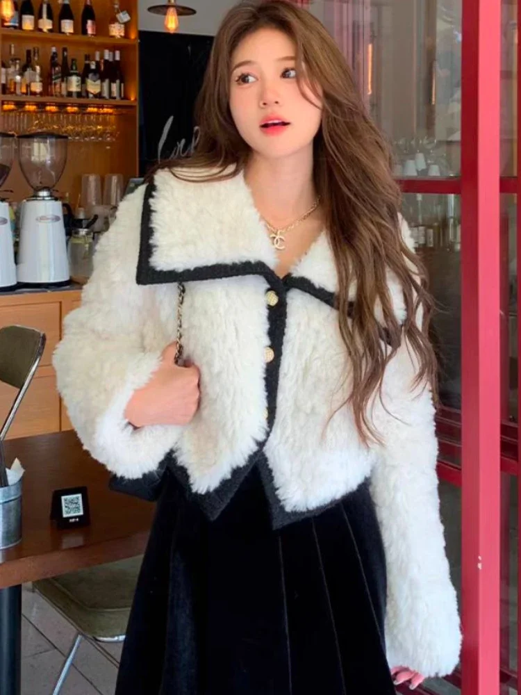 2024 Autumn and Winter Fashion New Women's Fur Integrated Loose Cardigan Elegant Thickened Single Breasted Simulated Fur Coat