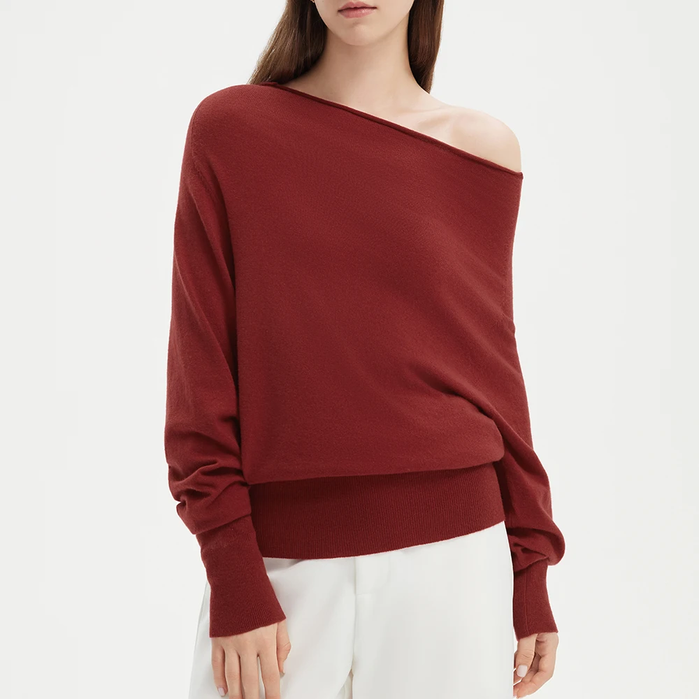 

Women's Knit Tops Off Shoulder Slim Sweater Solid Long Sleeve Knitwear Spring Fall Y2K Elegant Streetwear Pullovers Female