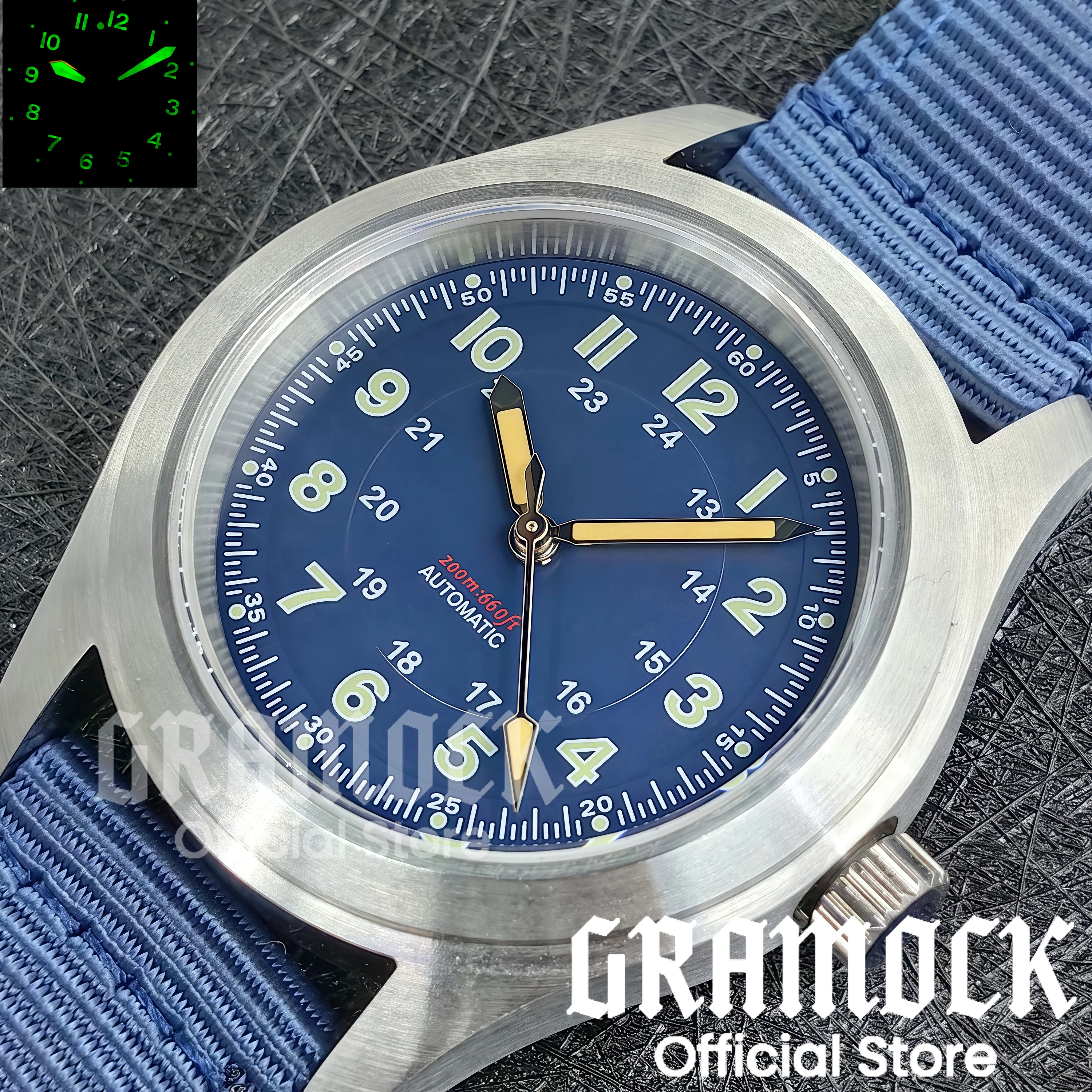 GRAMOCK Classic Sterile 29mm Pilot Blue Dial Hand Set Teil für NH35/NH36 ETA2824 PT5000 Miyota Mingzhu DG ST2130 Uhrwerk Teil