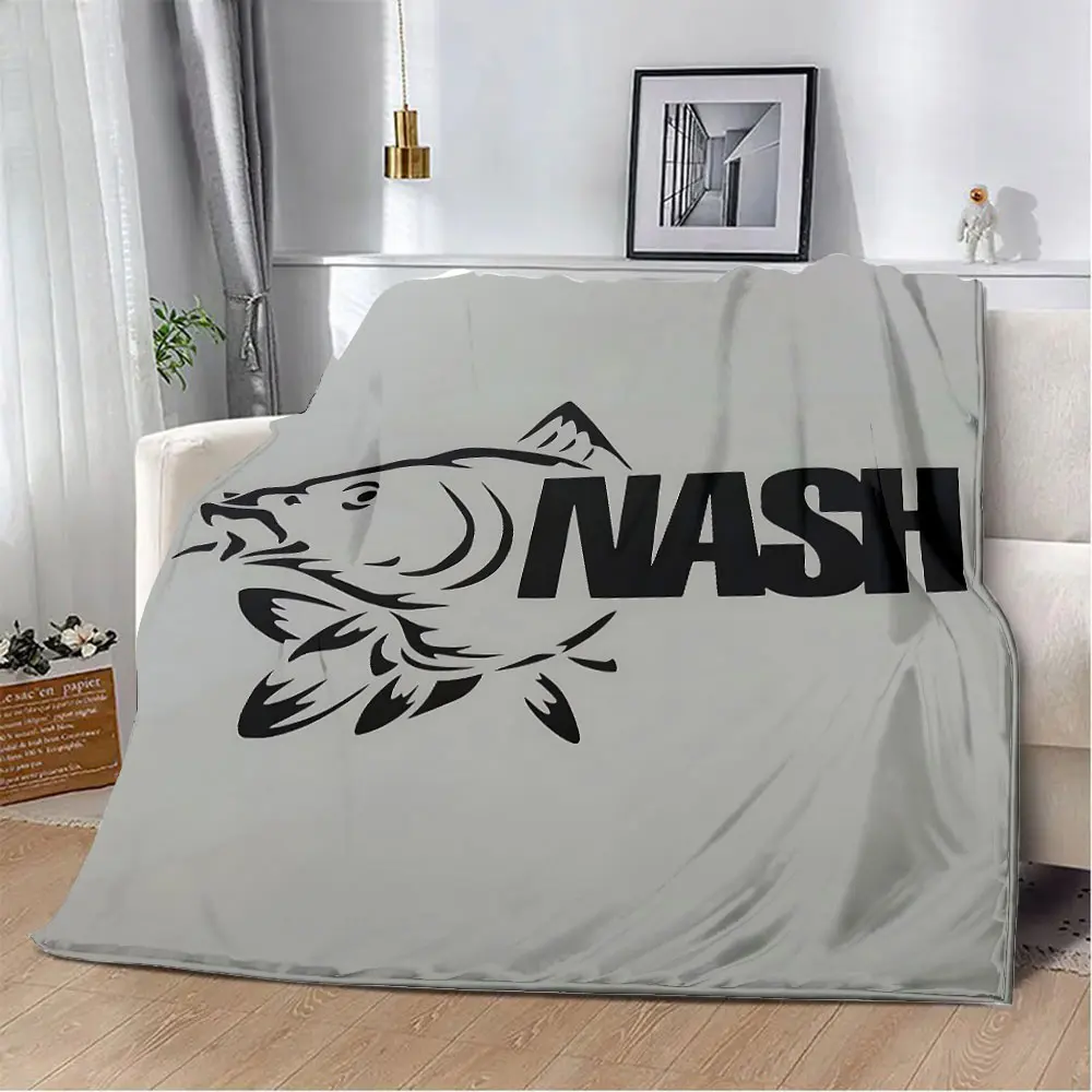 Couverture imprimée avec Logo de pêche Nash, couverture chaude pour pique-nique, douce et confortable, pour la maison, les voyages, cadeau d'anniversaire