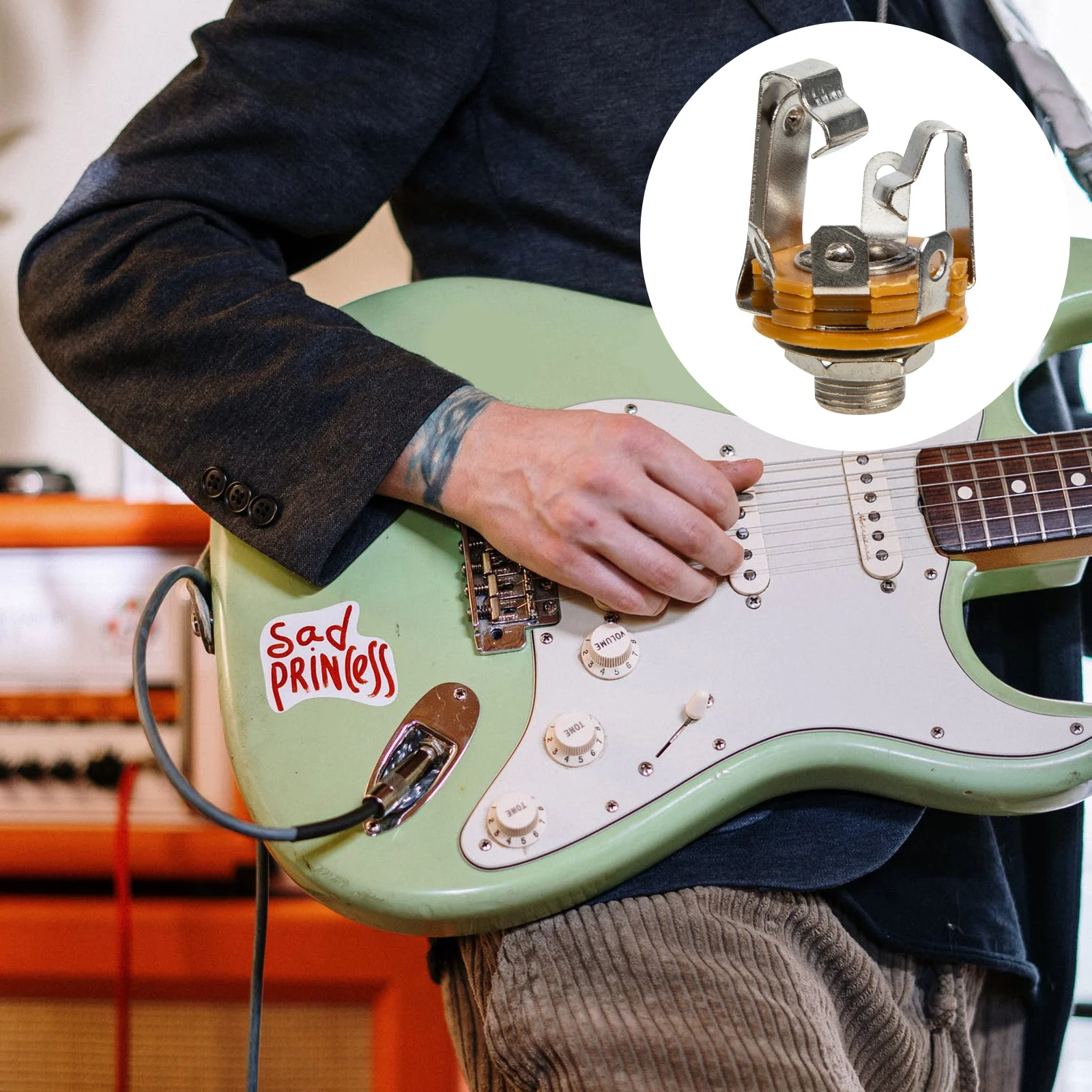 

2pcs Electric Guitar Socket Welding Type For Electric Bass Stereo Jack Guitar Replacement Parts Portable Audio