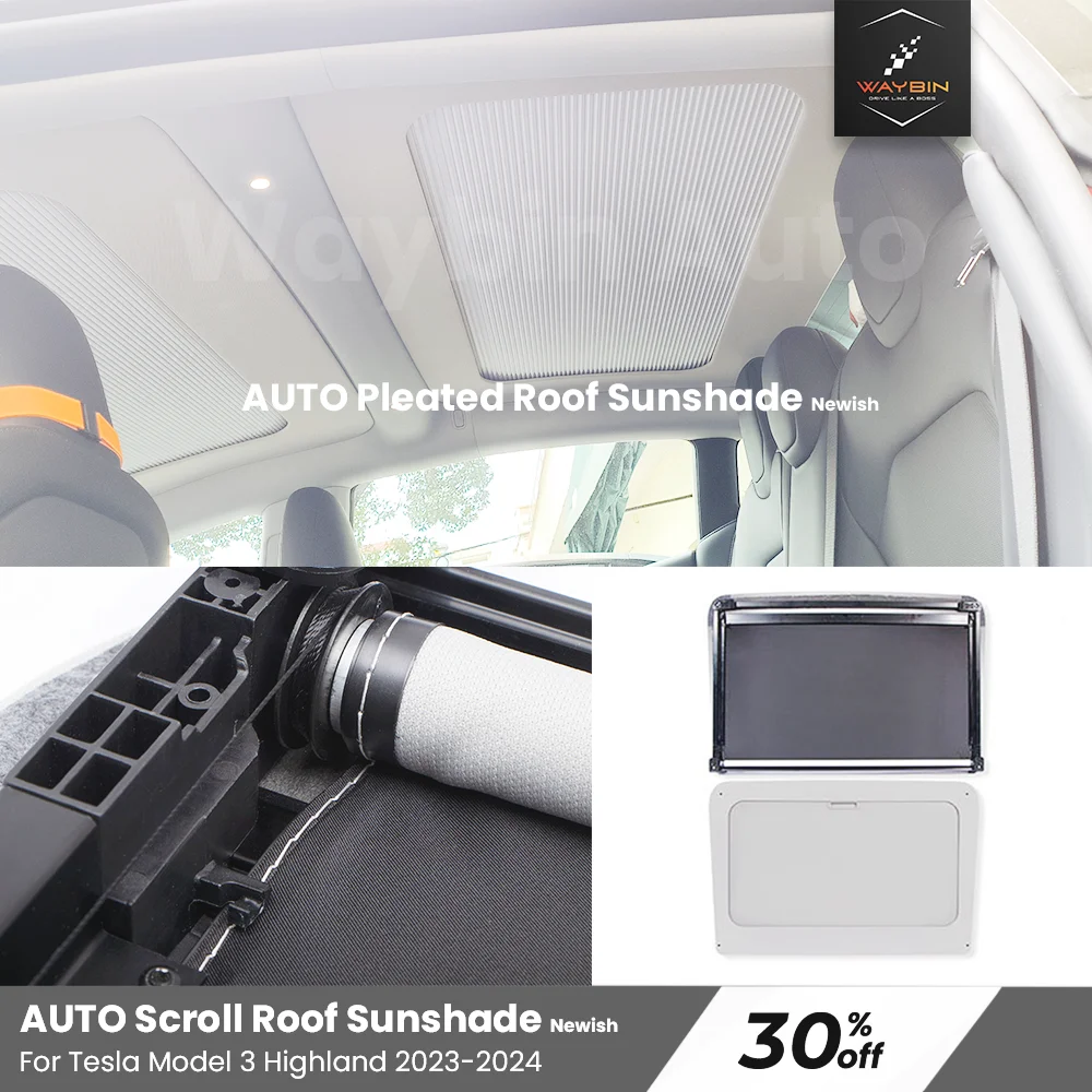 

Tesla 2024 Model 3 Highland Sunshade Roof Skylight Shade Scroll Original Car Sun Visor Sunscreen insulation For Model 3 + 2023