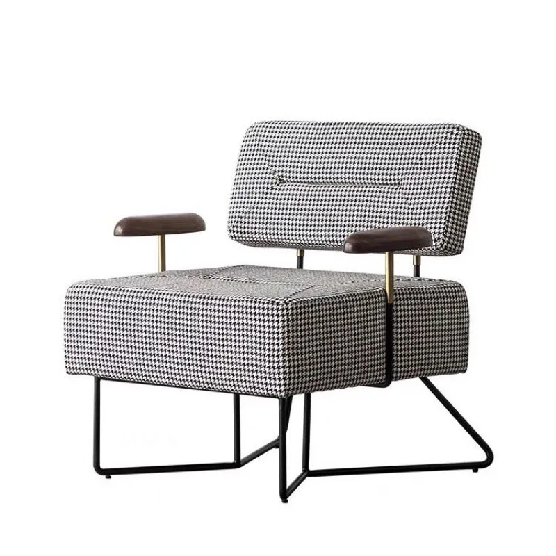 Comfortable thousand bird grid sofa , living room retro home balcony designer single single lazy