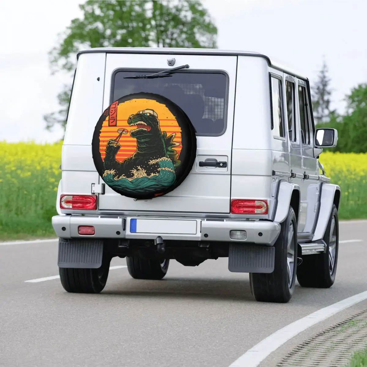 Retro King Of Sushi Spare Wheel Tire Cover Universal for Honda CRV Kanagawa Wave Jeep RV SUV Camper 14\