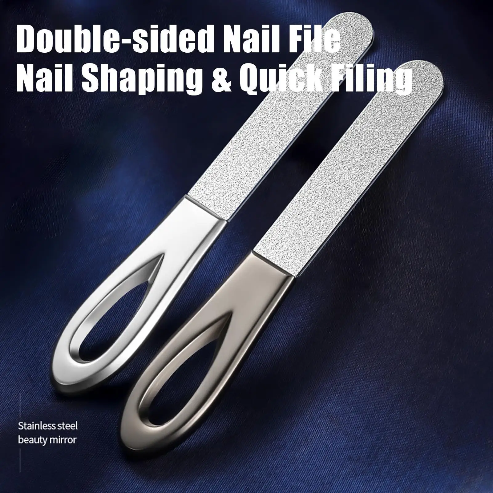 Metal Nail File Zinc Alloy Double Sided Stainless Steel Polisher with Keychain Portable Manicure Pedicure Grinder Tool Travel