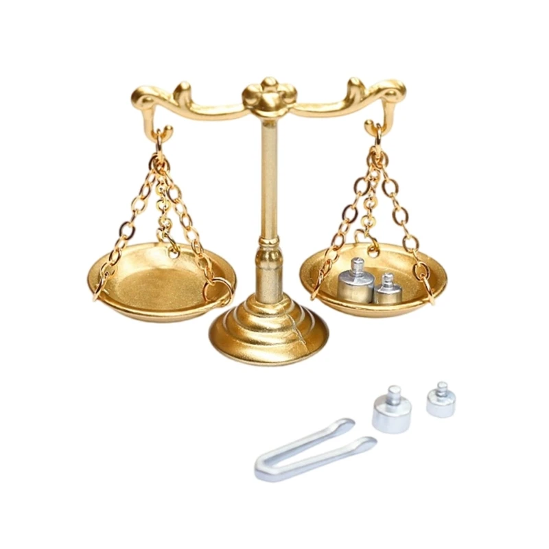 

Antique Weighing Scale Set For 1: 6 1:12 Doll House Miniature Scene Decoration Craft Model Project Display Accessories 15UB