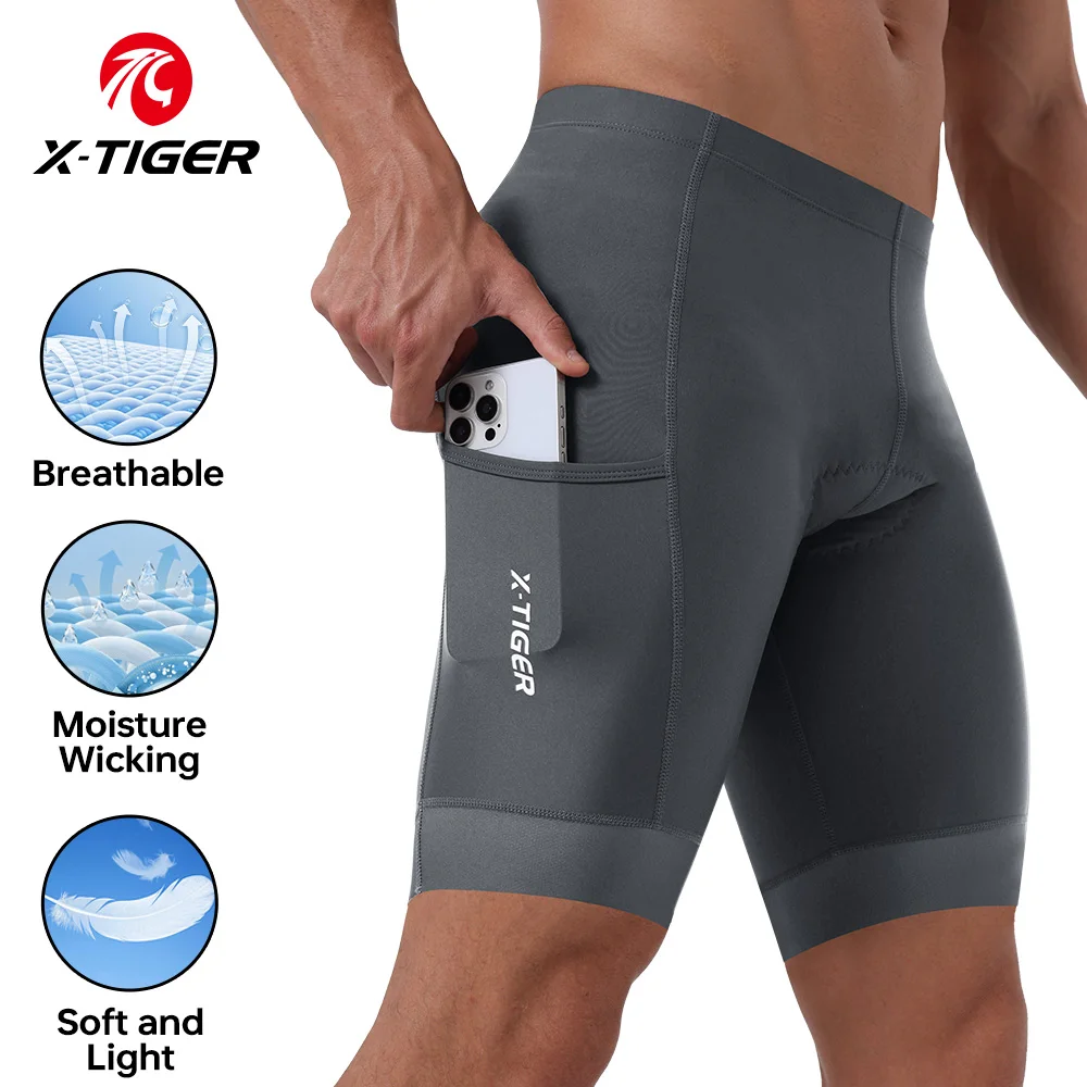 X-TIGER Männer Radhose mit Gesäß tasche 5d Gel gepolsterte Fahrrads horts für Männer Mountain Road Biking Reiten halbe Hosen Strumpfhosen 5