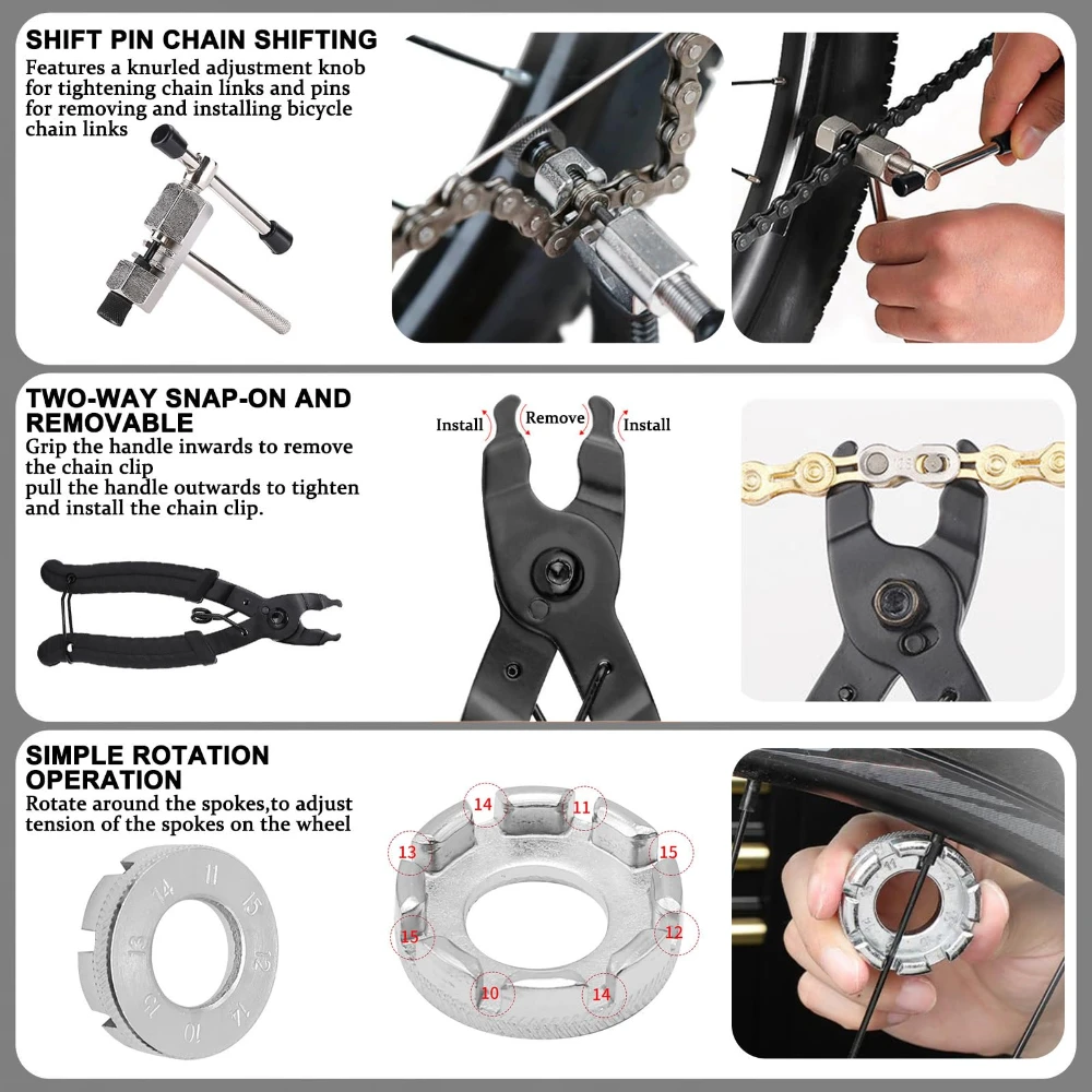 Bike Repair Tool with Chain Riveter Tire Levers Crank Puller Freewheel Remover Link PliersBottom bracket Freewheel Removal Tool image 6