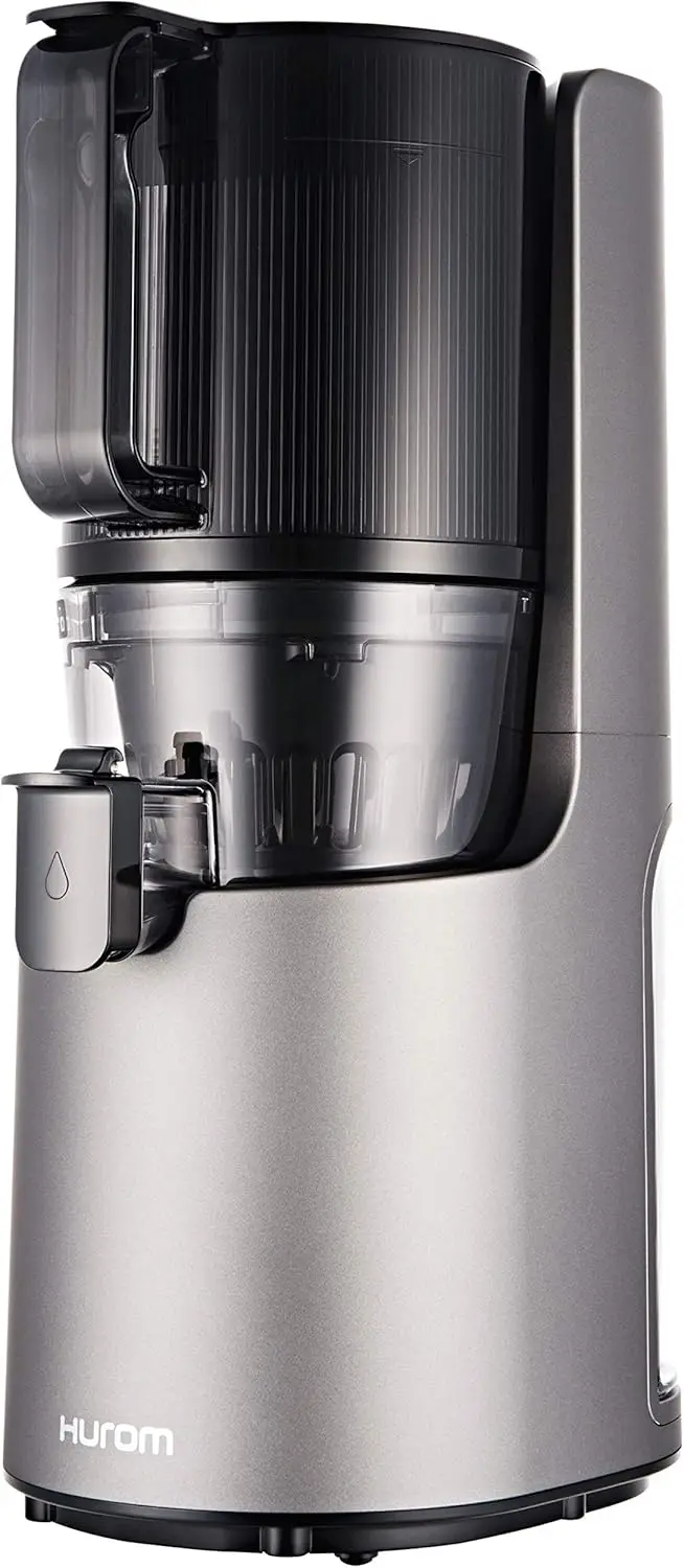 H-200 Electronic Slow Juicer Machine (Silver) - Self Feeding w Big Mouth Hopper to Fit Whole Fruits & Vegetables - Healthy