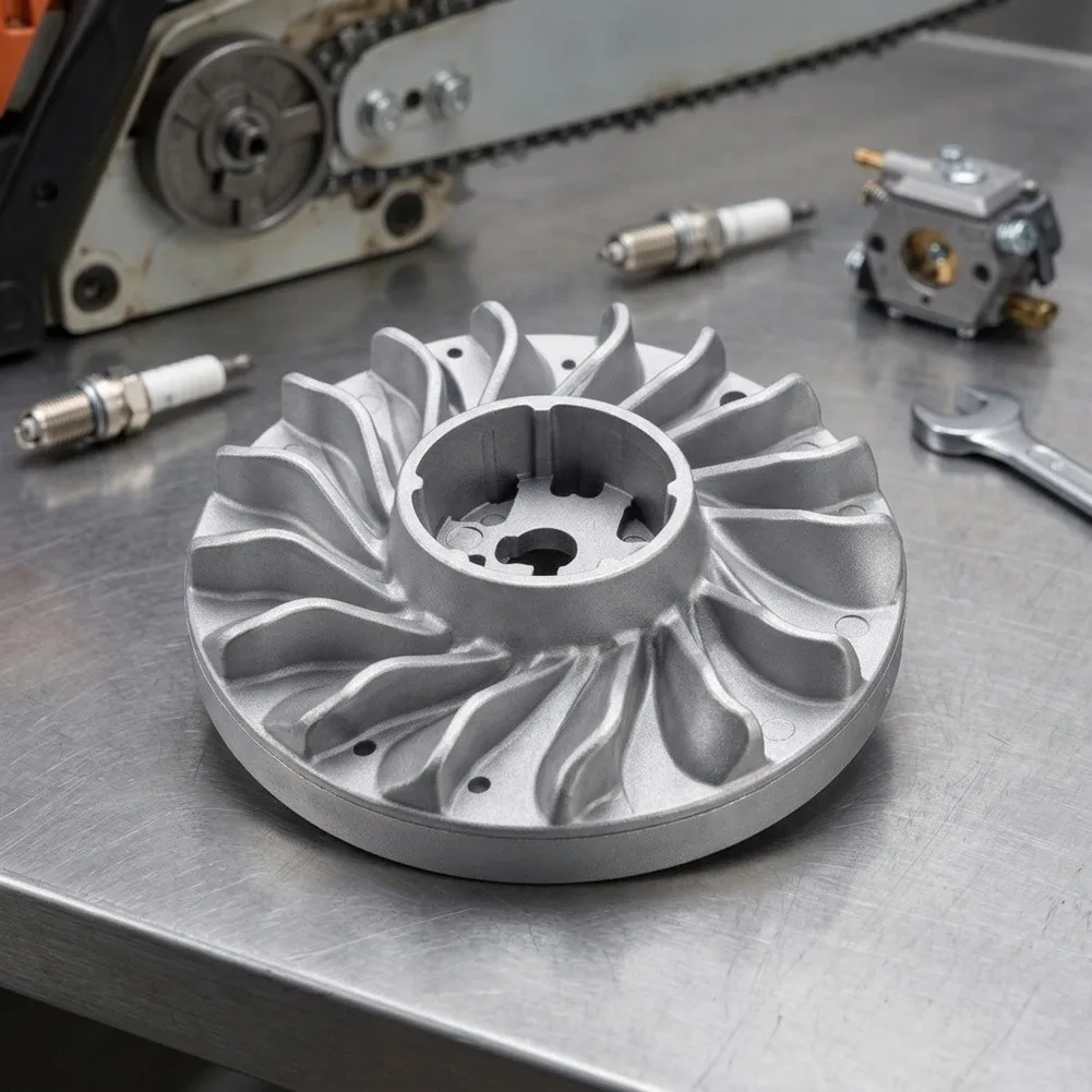 MS361 and MS341 Compatible Flywheel Rotor Supporting Standard Crankshaft Engagement and Magnetic Trigger Alignment