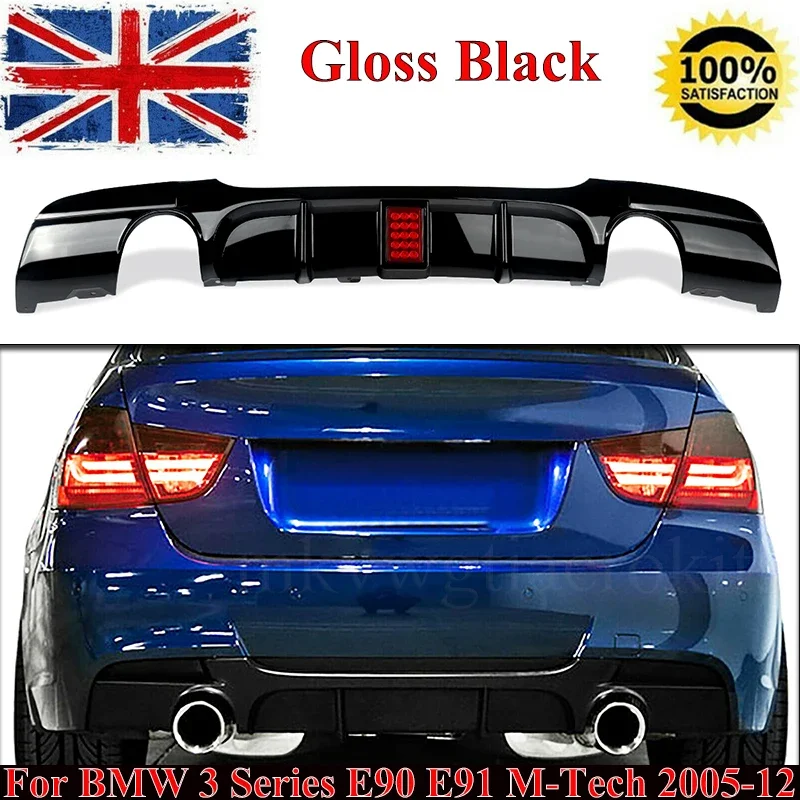 

MagicKit FOR BMW 3 SERIES E90 E91 335i M SPORT REAR DIFFUSER W/ LED GLOSS BLACK 2005-2012