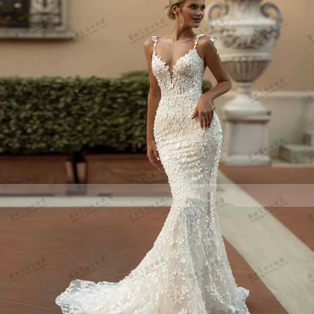 Wykwintne suknie ślubne wspaniałe suknie ślubne koronkowe wielowarstwowe szaty paski Spaghetti Backless Vestidos De Novia dostosowane 2025