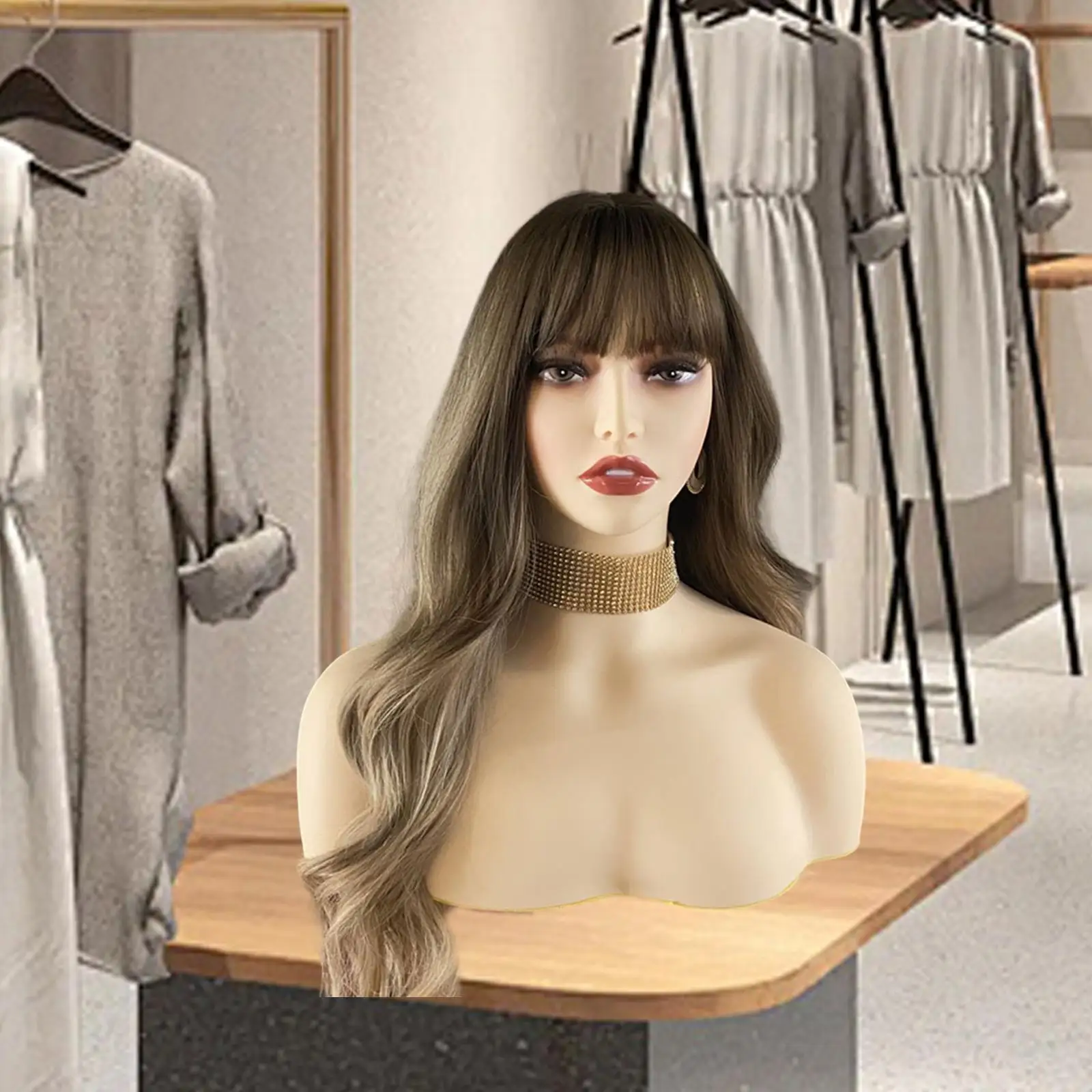 Realistic Mannequin Head Manikin Head Bust PVC Multipurpose Wig Head Wig Display Stand for Earrings Home Salon and Travel