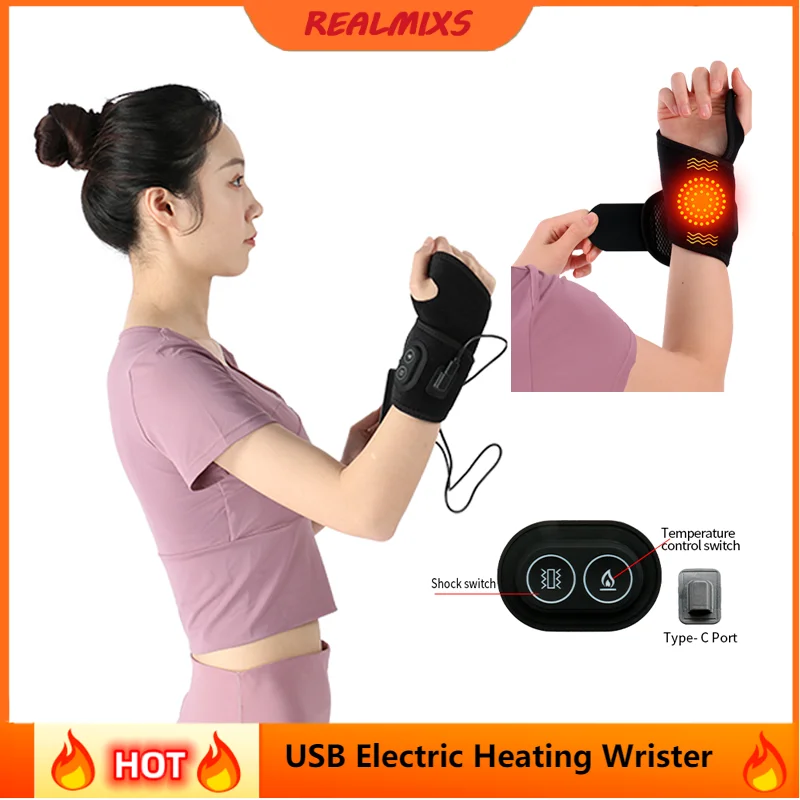 

Heating Massager Wrist Band USB Electric Pad Sports Fitness Wrister Joint Care Hand Wrist Heated Protection Heat Bracer Heath