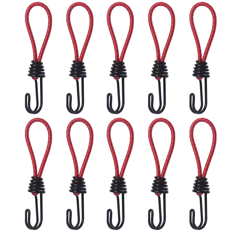 10pcs Tent Elastic Rope Cord Hook Multi-purpose Outdoor Camping Canopy Tarp Tent Fixing Cord String Carabiner Hook Accessories