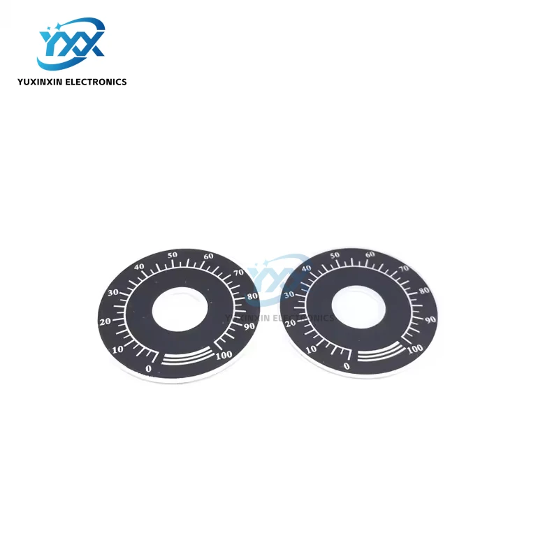 WTH118 WX112 숫자 표시기 디스크와 호환되는 전위차계 손잡이용 5PCS 0-100 원형 다이얼 스케일 플레이트