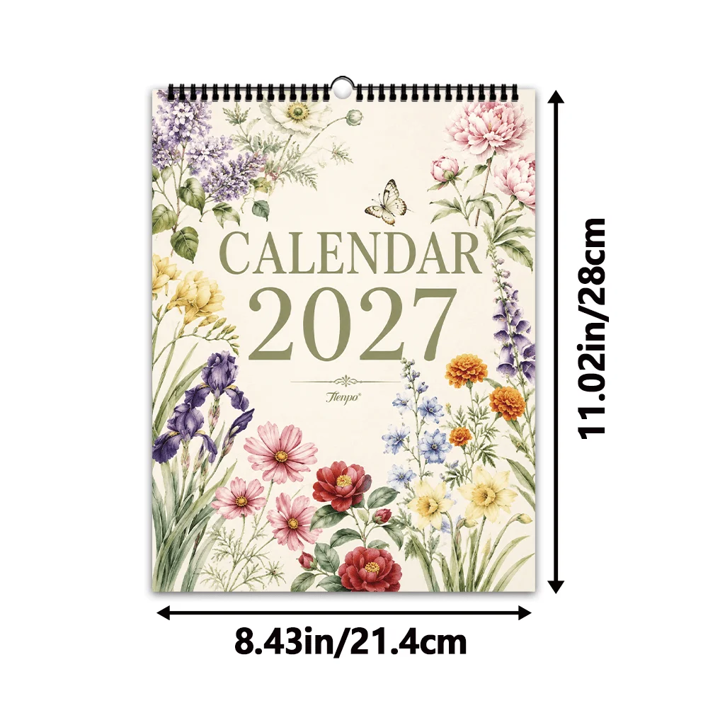 1pc 2027 Wall Calendar, Plant Illustration Theme, 12-Month Monthly Planner, Perfect Gift for Birthdays, Christmas, New Year