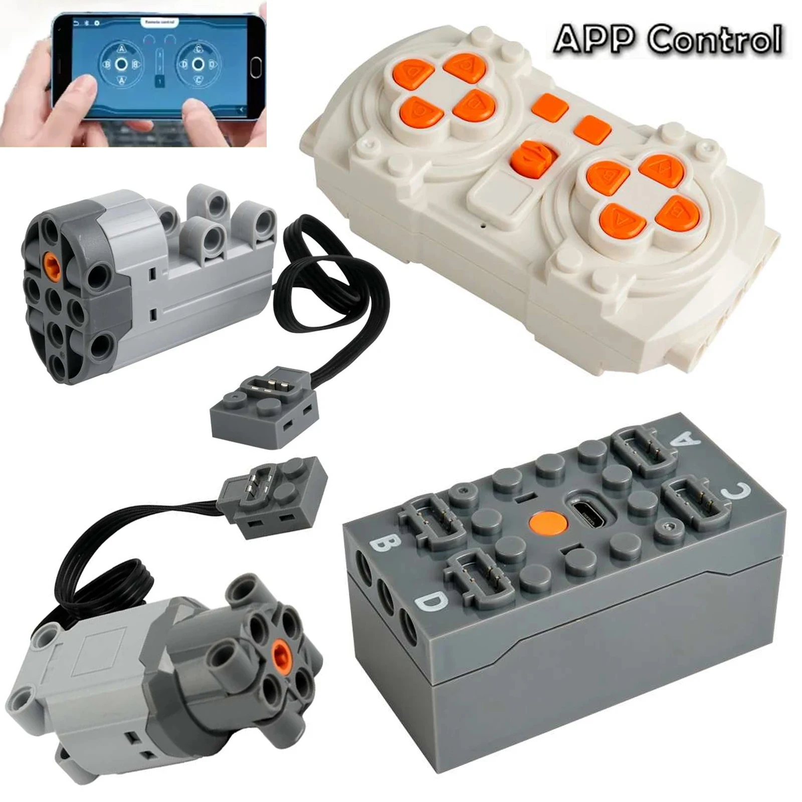 APP Programmable Building Blocks Kit with Servo Motor & 8-Speed Remote Control, Compatible Legoeds PF MOC System