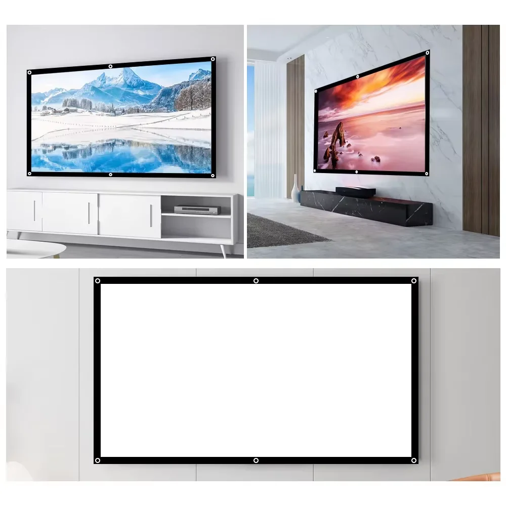 Simple Foldable Projection Screen 60 72 84 100 120 150 inch 100inch Curtain 16:9 Outdoor Full HD 2K 4K Projector Screen Curtain