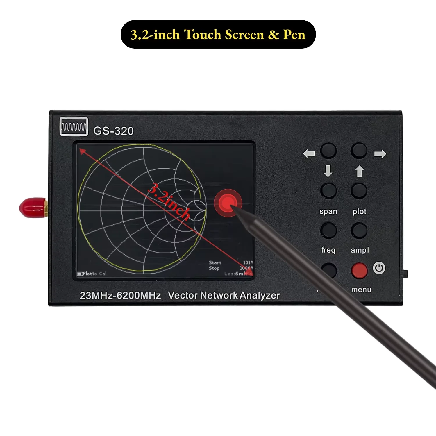 HTOOL GS320 Handheld Vector Network Analyzer 23M-6.2GHz High Precision RF Test Kit 9KHz-3GHz Near-Field Probe for RF Engineering