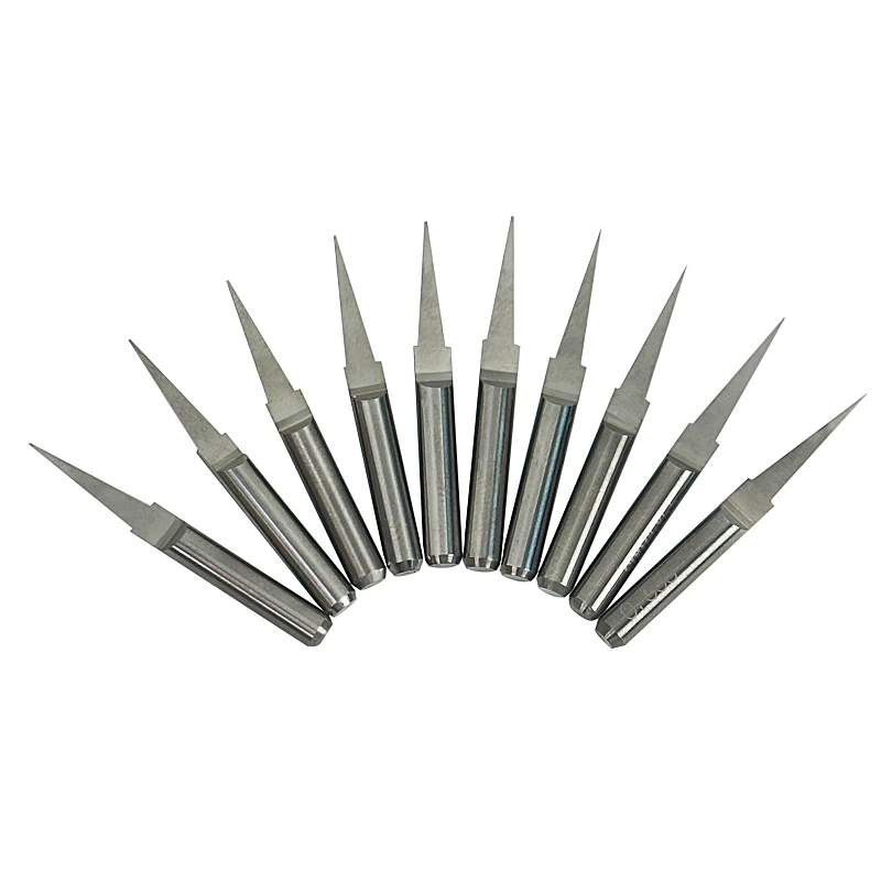LY 10pcs 3.175mm Carbide End Mill Milling Cutter CNC 10 Degree Carbide PCB Engraving Bits for Wood Router