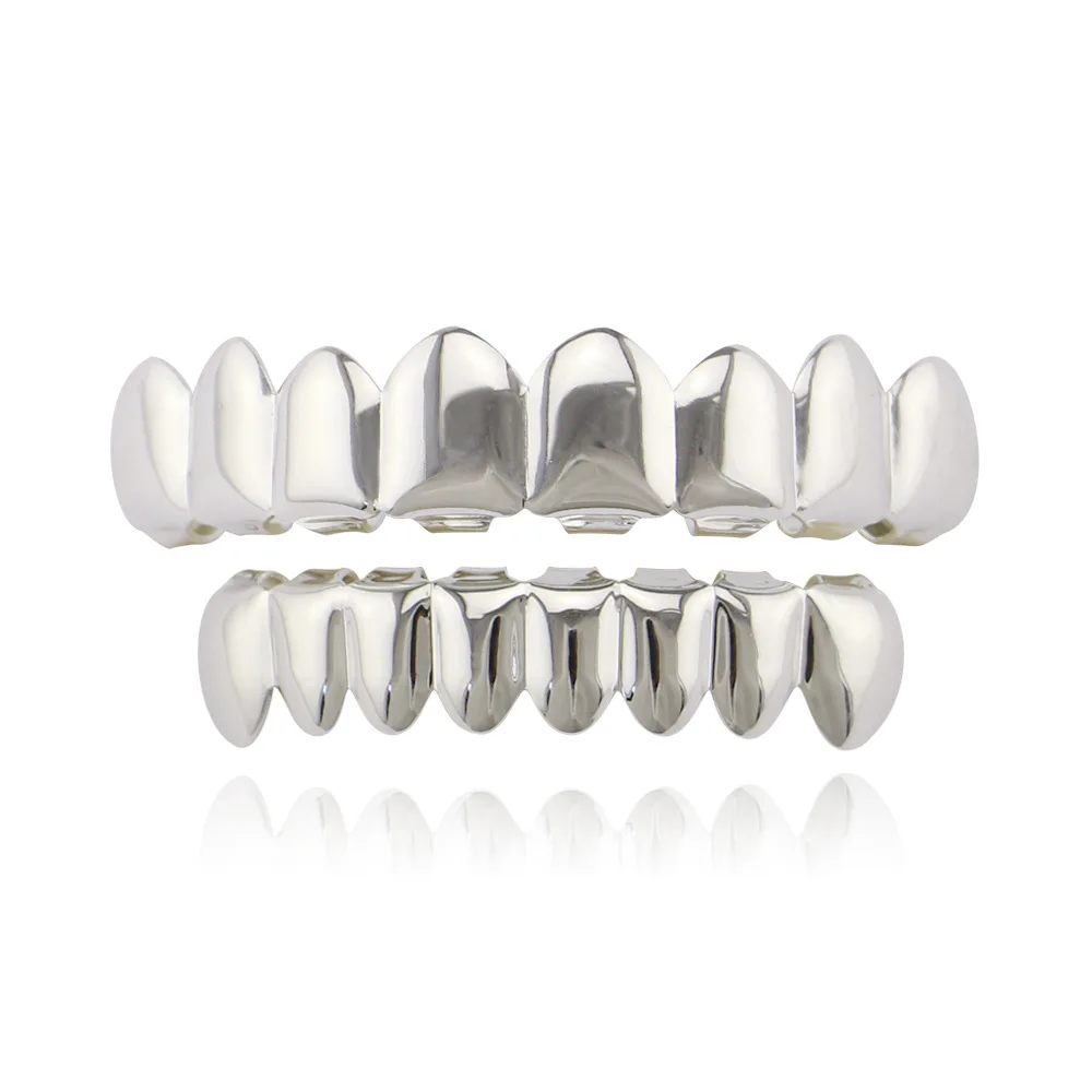 

18k Electroplated Smooth Upper and Lower 8 Hip-Hop Braces Grills Unisex Halloween Dentures