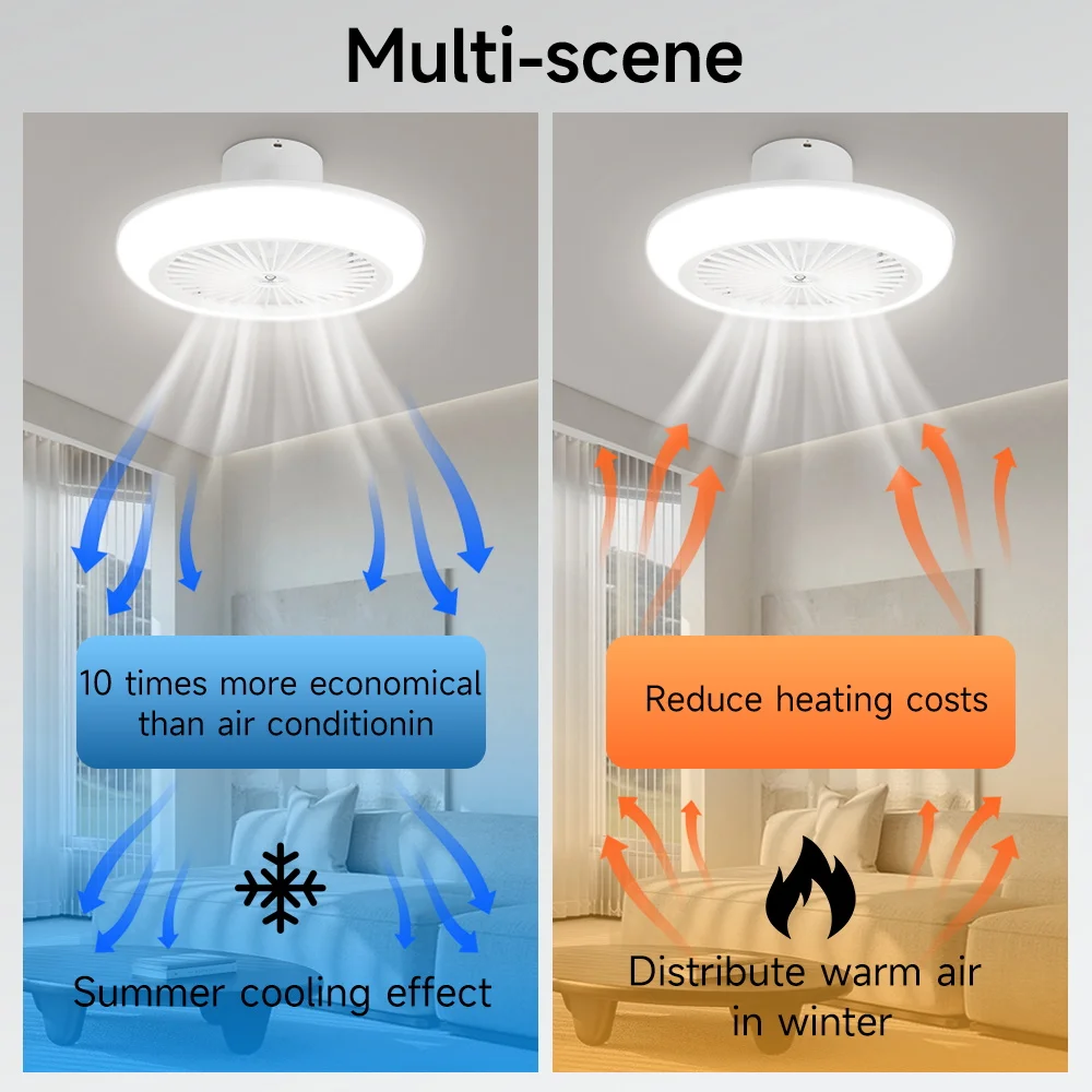 RGB LED Ceiling Fan Lamps Dimmable Silent Remote Control Ceiling Fan Lights 110-265V Smart LED Lighting for Bedroom Living room
