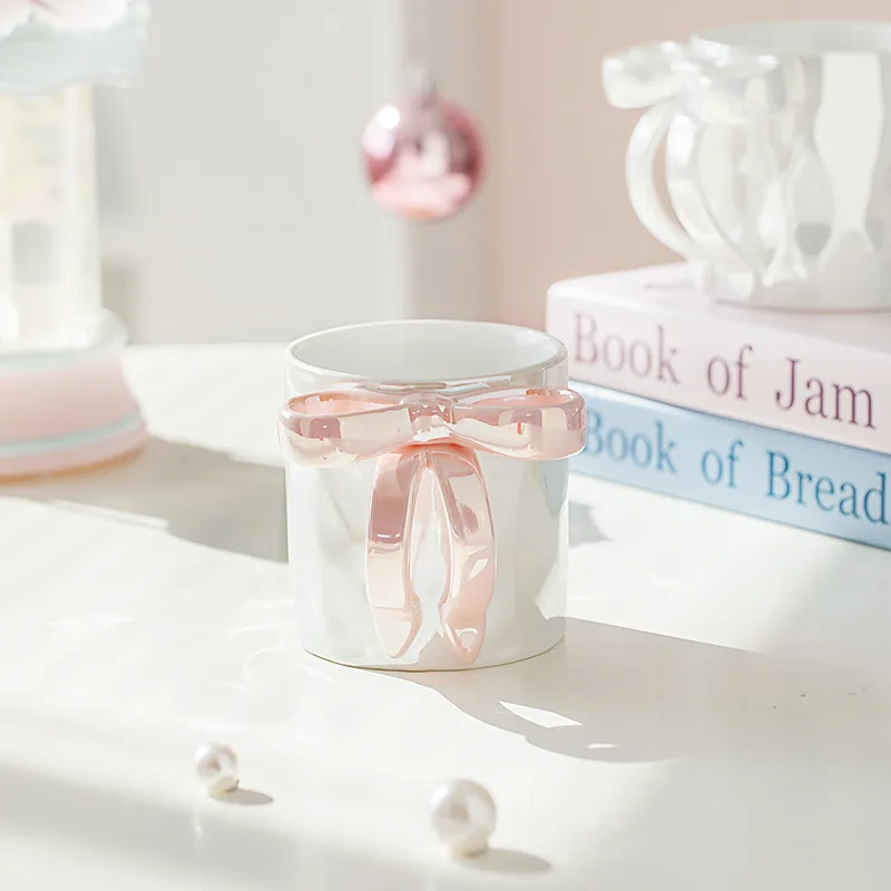 Premium bow ceramic mug creative water cup new breakfast cup coffee cup women's home