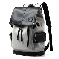 Leather Men Backpack Vintage For Teenager Laptop PC Portable Bags Designer Boys Travel Backpack Thin School Luxury Mochila