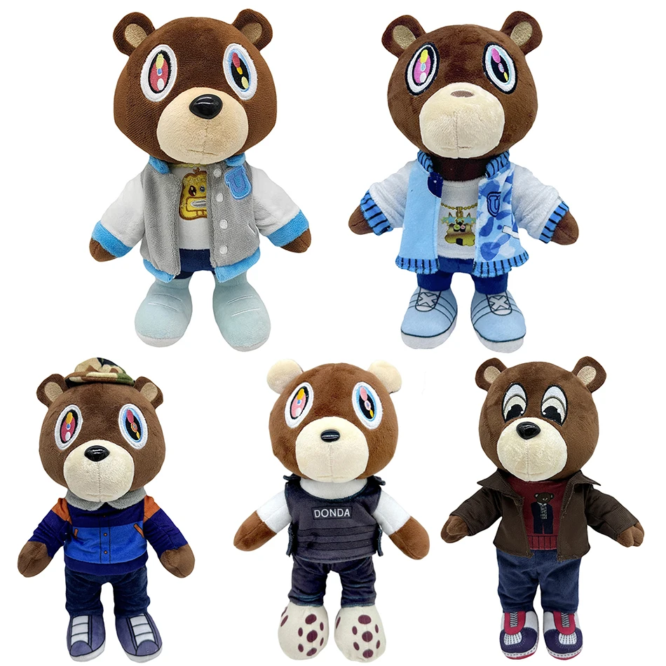 26-30cm Kanye Teddy Bear PlushToy Kanye West Cartoon Bear Dolls Stuffed Soft Toy Christmas Birthday Gift For Children