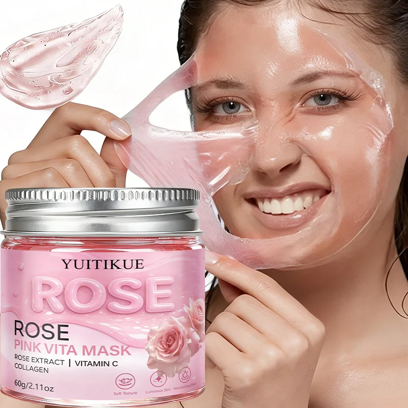 YUITIKUE Rose Pink Vita Mask Gentle Tear-Off Formula Moisturize Hydrate Brighten Firm Skin Daily Skincare