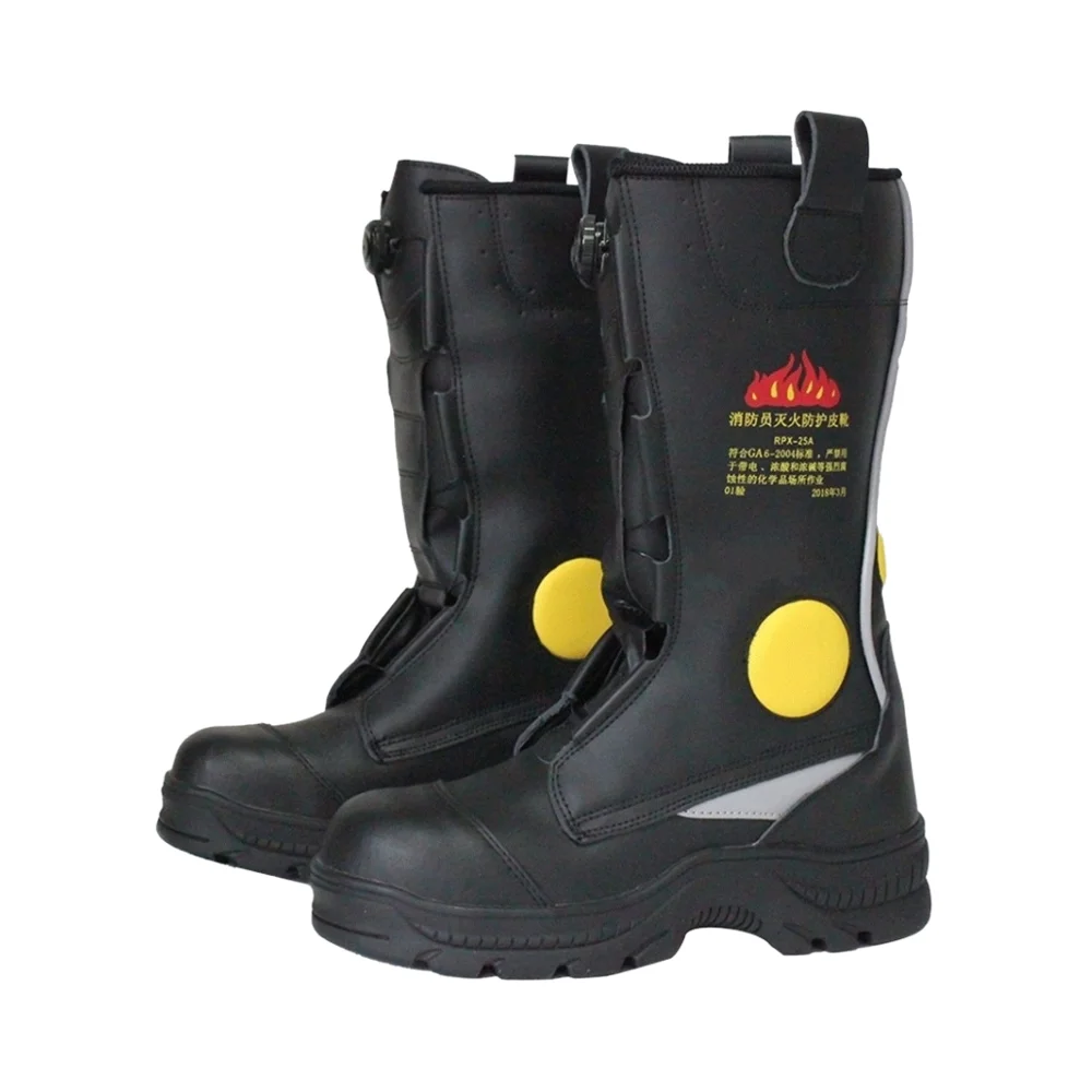 Steel Reinforced Safety Products Fire Rescue Boots