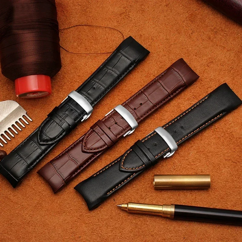 حزام ساعة من الجلد الطبيعي ذو نهاية منحنية لتيسو 1853 كوتورير T035 T 035627 أ ت 035407 أ ت 035439   ر 035617   حزام رجالي 22 ملم 23 ملم 24 ملم