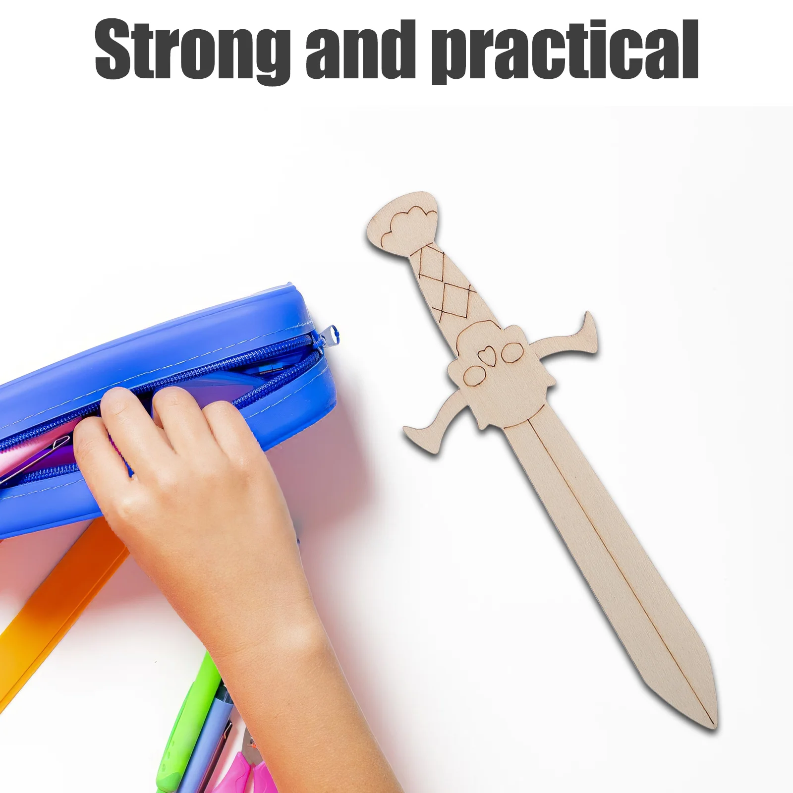 20개 나무 DIY 장식품: 어린이를 위한 자연스러운 마감 해적 검 공예품 - 창의적인 프로젝트를 위한 페인트칠 가능한 나무 조각