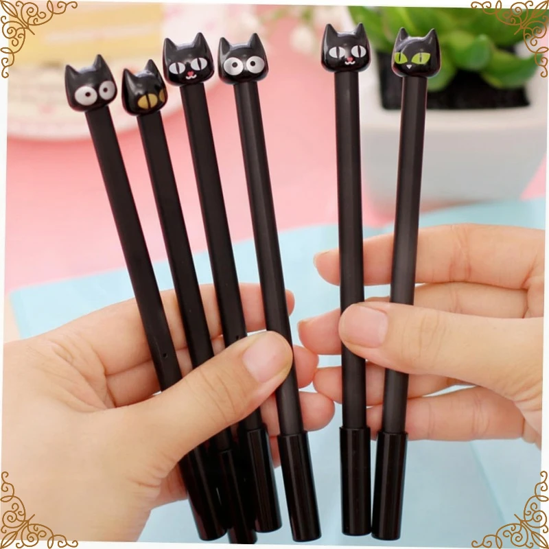 Cute Cat Gel Pens 0.5mm Tip for Writing Supplies and School Supplies Kwaii Stationery