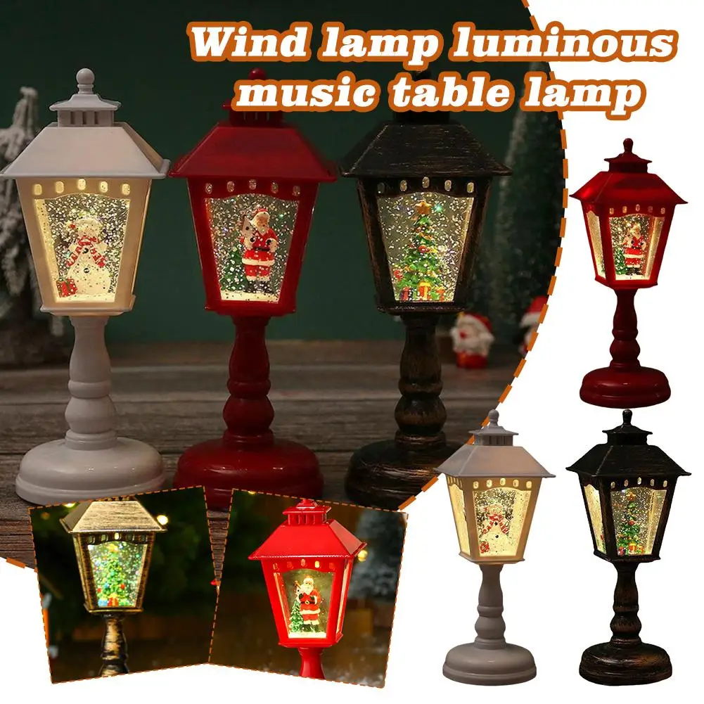 Creatieve Mini Ornamenten Tafellampen Kerst Thuis Verlichte Muziek Licht Ornamenten Nachtdecoratie Kerstman Lampen Wind Sneeuw L3U5