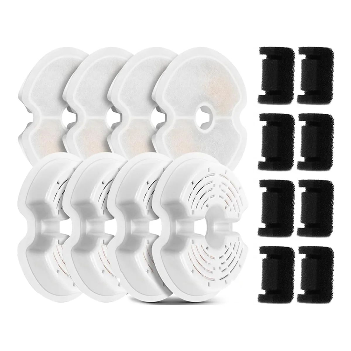 

AT13 8 Pack Replacement Filters&8 Pump Filters for Cat Fountain Quadruple Filtration Pet Fountain Replacement